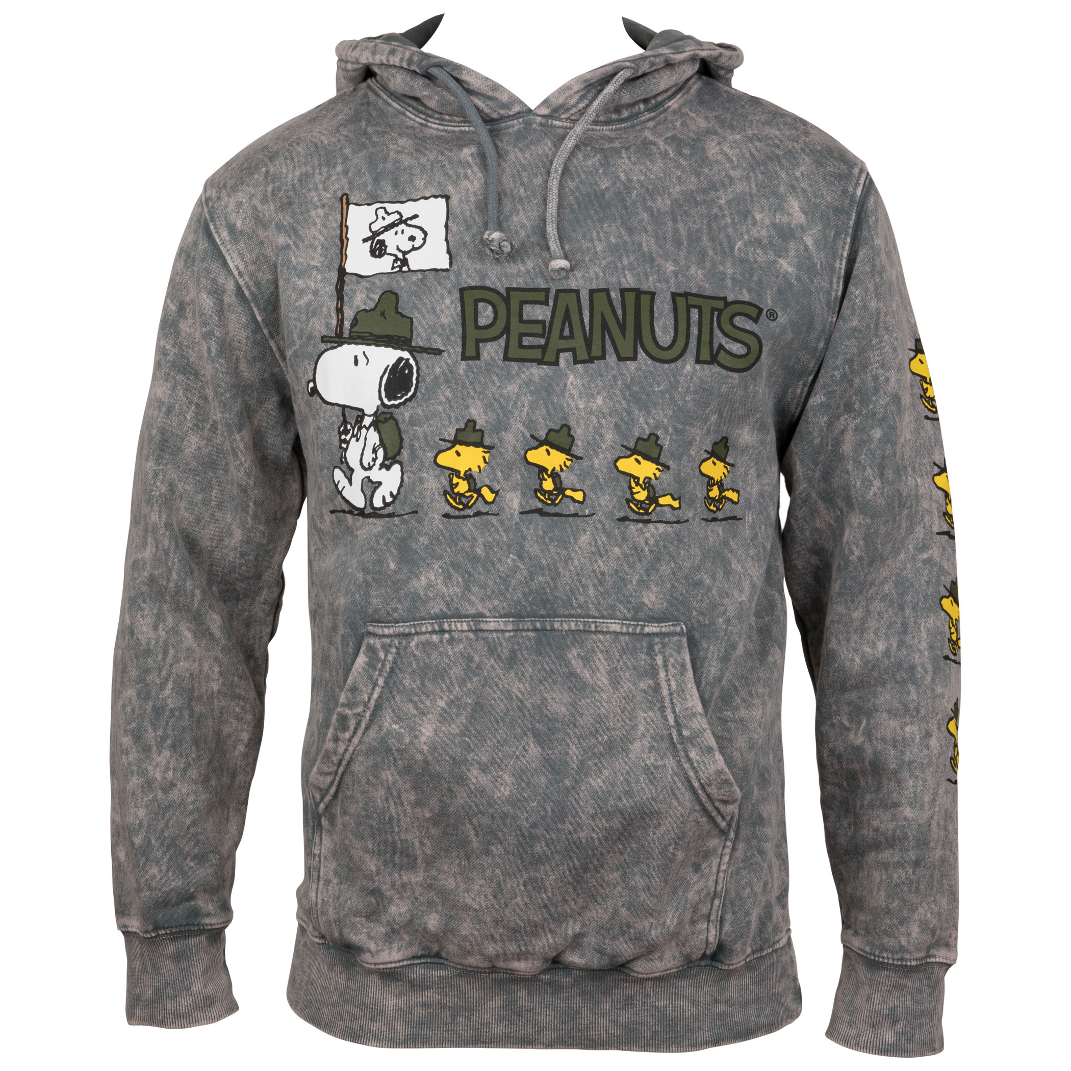 Peanuts Snoopy Troops Mineral Wash Pull Over Hoodie Grey | eBay